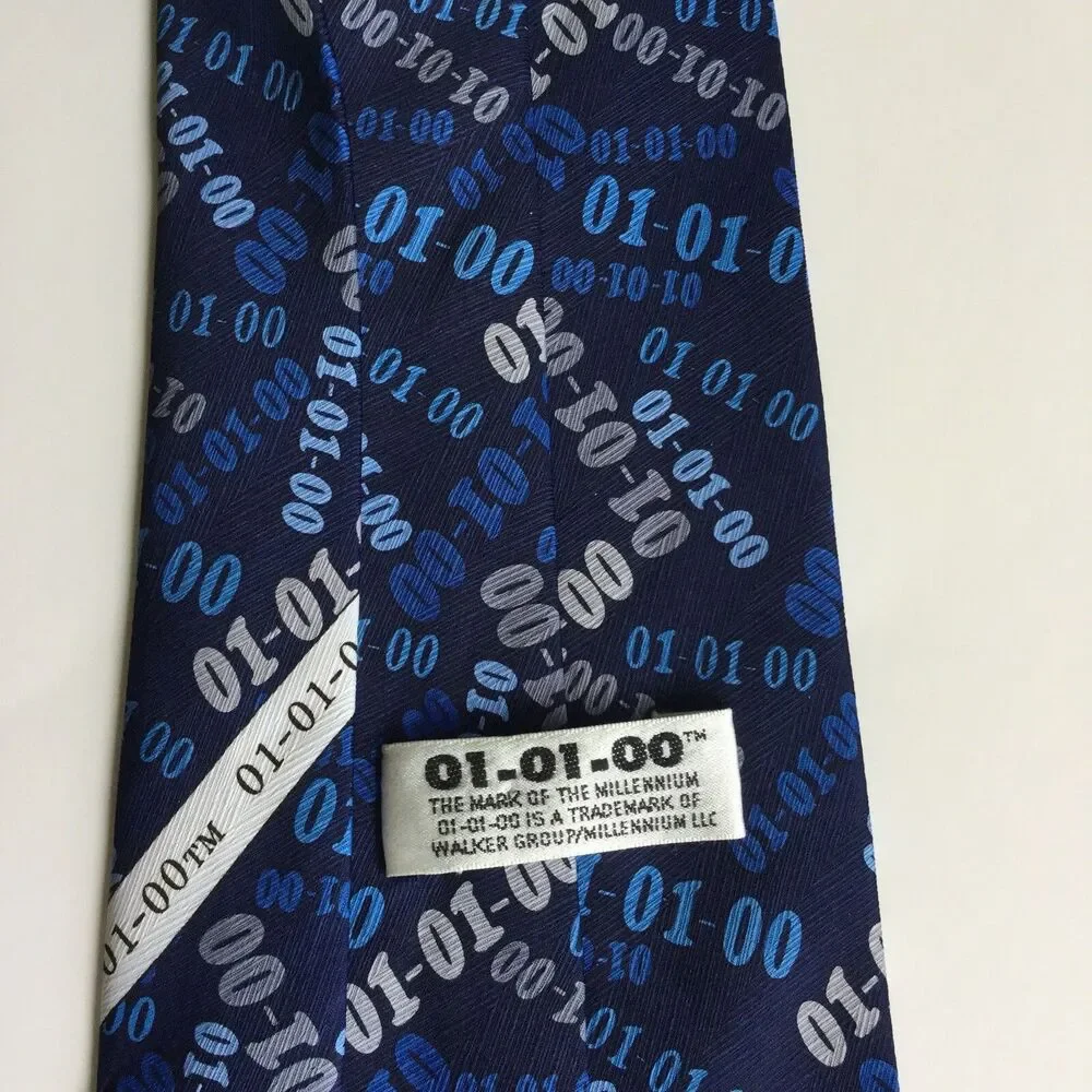01-01-00 Mens Necktie Navy Blue 100% Silk Walker Group Millennium Tie Hand Made